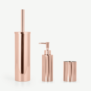 Lilo Toilet Brush, Soap Dispenser & Tumbler Set, Copper