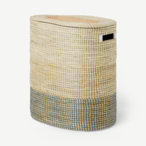 Cam Double Laundry Basket, Stitched Natural Seagrass